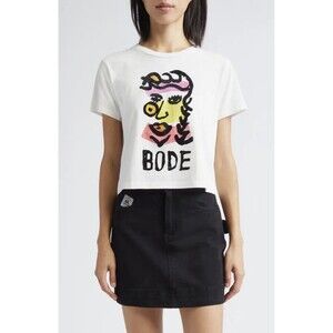 Bode Visage White Cotton Graphic Short Sleeve T-Shirt Size Large NWOT READ